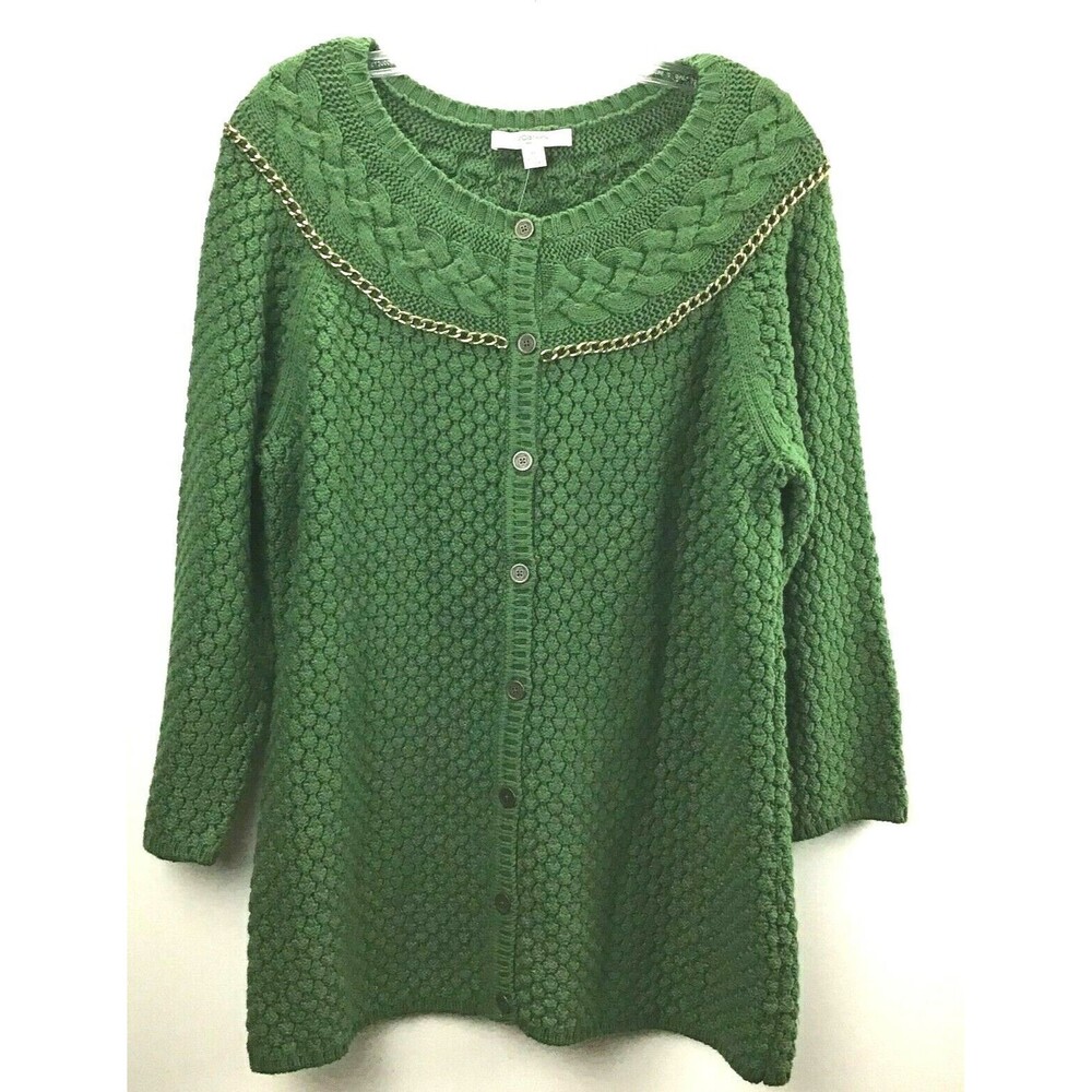 NEW Liz‎ Claiborne New York Womens Cardigan  Sweater Chain Detail SIze Medium